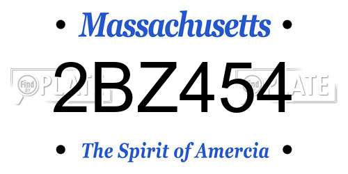 2BZ454 Massachusetts License Plate