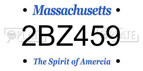 2BZ459 Massachusetts License Plate