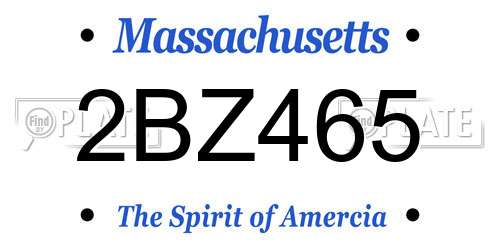 2BZ465 Massachusetts License Plate