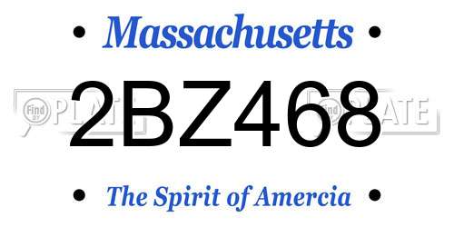 2BZ468 Massachusetts License Plate