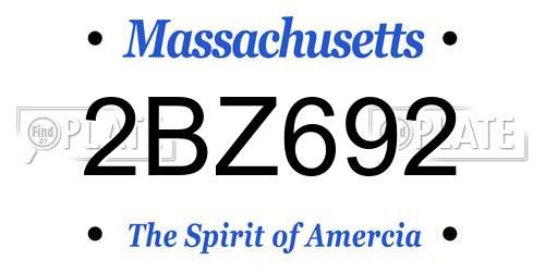 2BZ692 Massachusetts License Plate