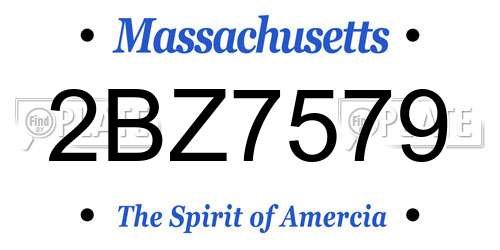 2BZ7579 Massachusetts License Plate