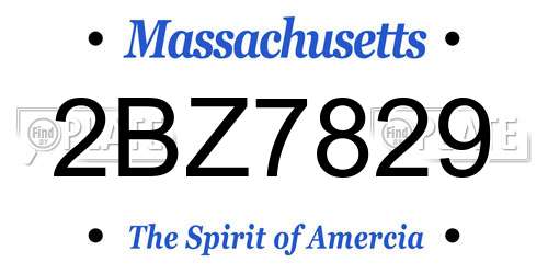 2BZ7829 Massachusetts License Plate