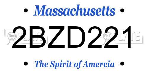 2BZD221 Massachusetts License Plate