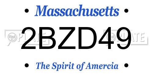 2BZD49 Massachusetts License Plate