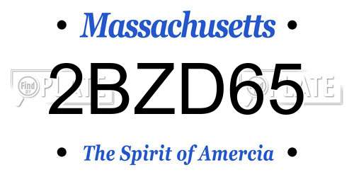 2BZD65 Massachusetts License Plate