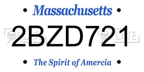 2BZD721 Massachusetts License Plate
