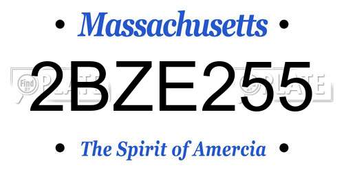 2BZE255 Massachusetts License Plate