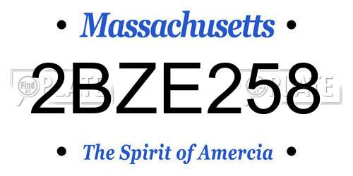 2BZE258 Massachusetts License Plate
