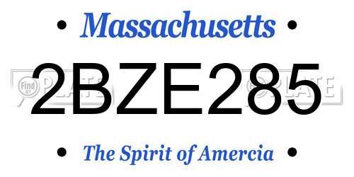 2BZE285 Massachusetts License Plate