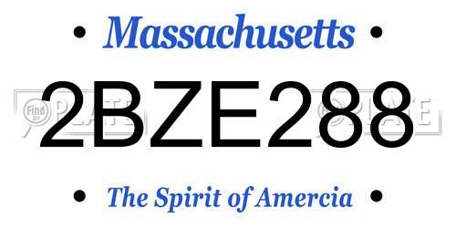 2BZE288 Massachusetts License Plate