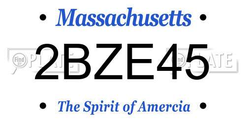 2BZE45 Massachusetts License Plate