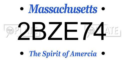 2BZE74 Massachusetts License Plate