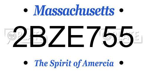 2BZE755 Massachusetts License Plate