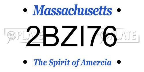 2BZI76 Massachusetts License Plate