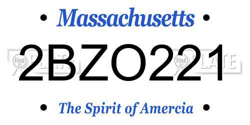 2BZO221 Massachusetts License Plate