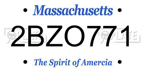 2BZO771 Massachusetts License Plate