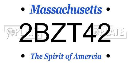 2BZT42 Massachusetts License Plate