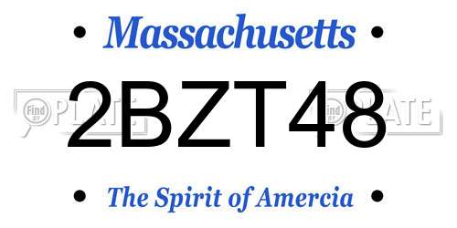 2BZT48 Massachusetts License Plate