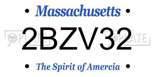 2BZV32 Massachusetts License Plate