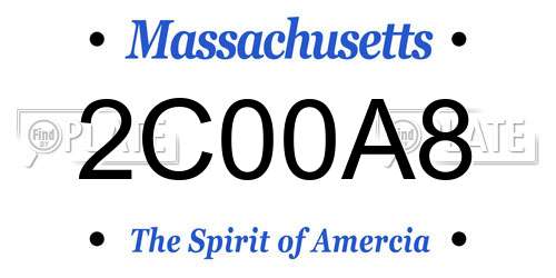 2C00A8 Massachusetts License Plate