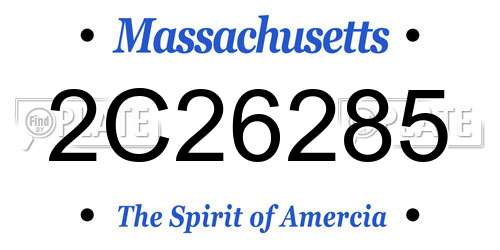 2C26285 Massachusetts License Plate