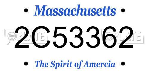 2C53362 Massachusetts License Plate
