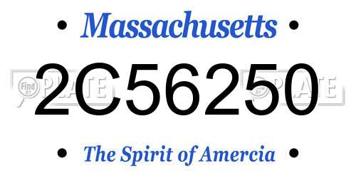 2C56250 Massachusetts License Plate