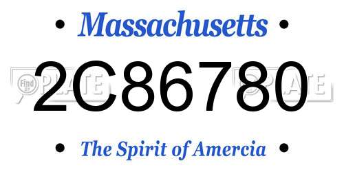 2C86780 Massachusetts License Plate