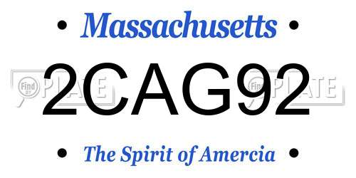 2CAG92 Massachusetts License Plate