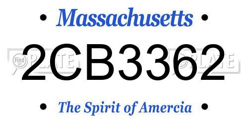 2CB3362 Massachusetts License Plate