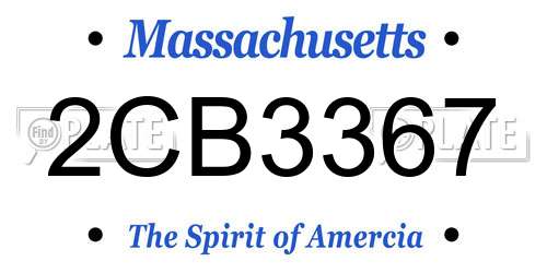2CB3367 Massachusetts License Plate