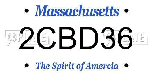 2CBD36 Massachusetts License Plate