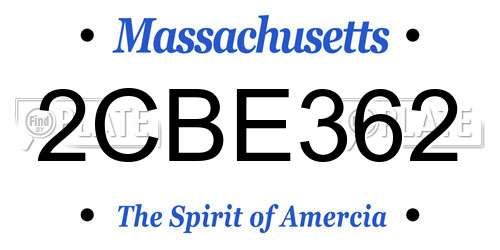 2CBE362 Massachusetts License Plate