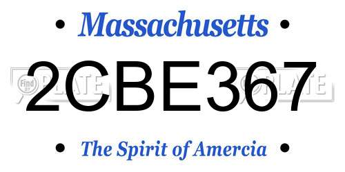 2CBE367 Massachusetts License Plate