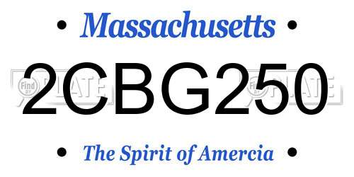 2CBG250 Massachusetts License Plate