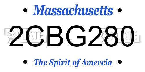 2CBG280 Massachusetts License Plate