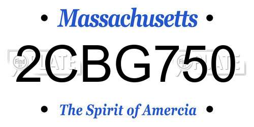 2CBG750 Massachusetts License Plate