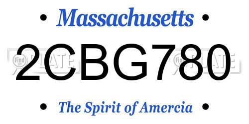 2CBG780 Massachusetts License Plate