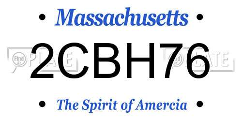 2CBH76 Massachusetts License Plate