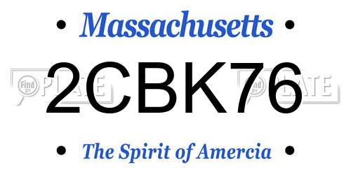 2CBK76 Massachusetts License Plate