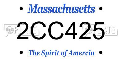 2CC425 Massachusetts License Plate