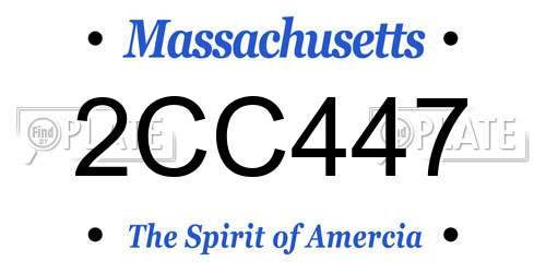 2CC447 Massachusetts License Plate