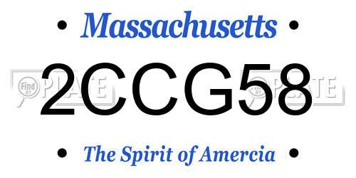 2CCG58 Massachusetts License Plate