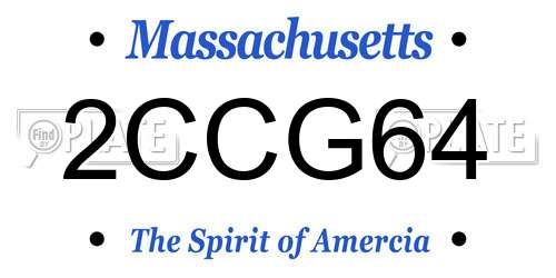 2CCG64 Massachusetts License Plate