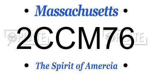 2CCM76 Massachusetts License Plate