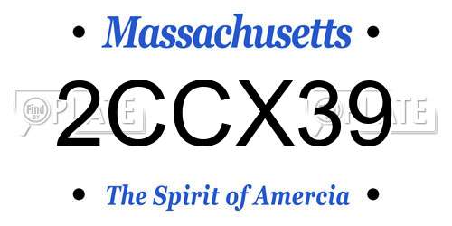 2CCX39 Massachusetts License Plate