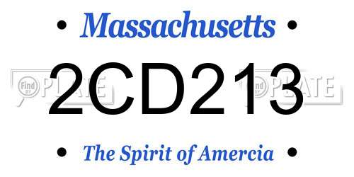 2CD213 Massachusetts License Plate