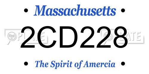2CD228 Massachusetts License Plate