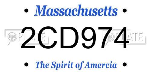 2CD974 Massachusetts License Plate